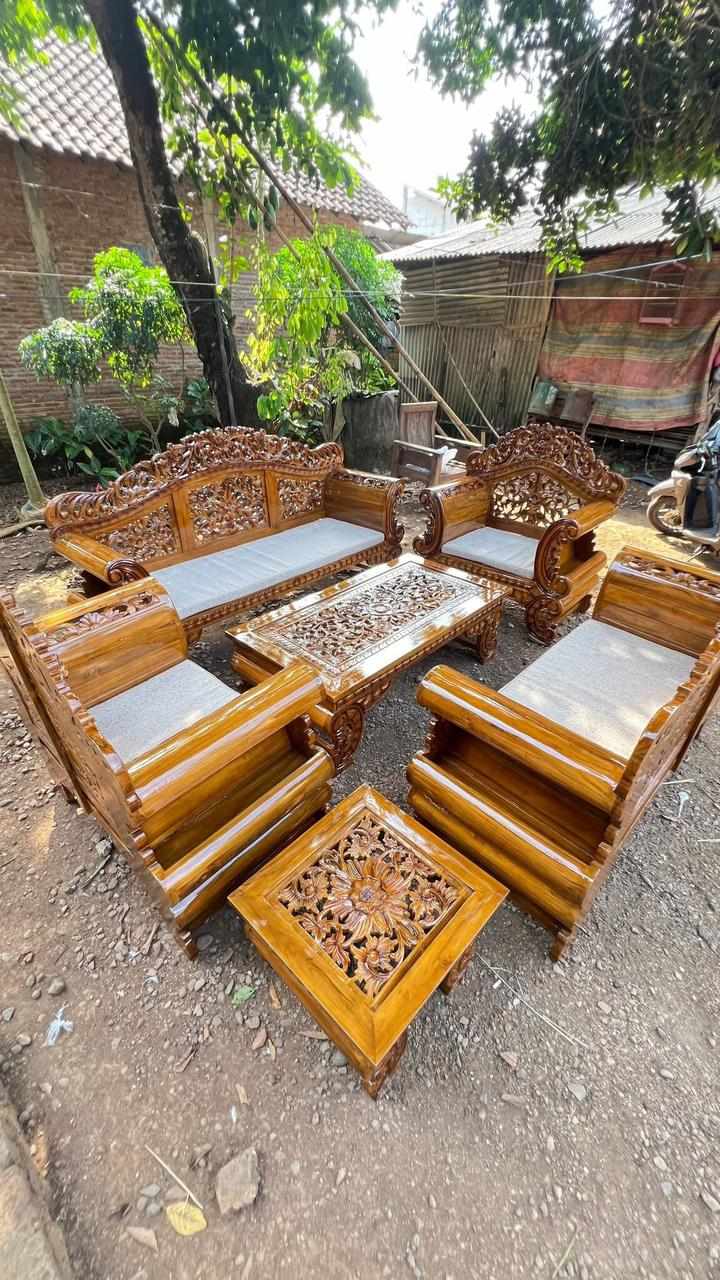 Harga Jati Asli Paling Terjangkau! Set Kursi Tamu ARJUNA Eksklusif – COD