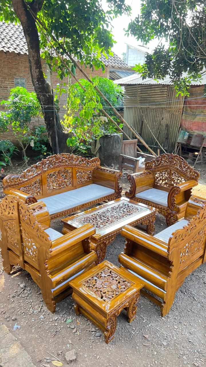 Harga Jati Asli Paling Terjangkau! Set Kursi Tamu ARJUNA Eksklusif – COD