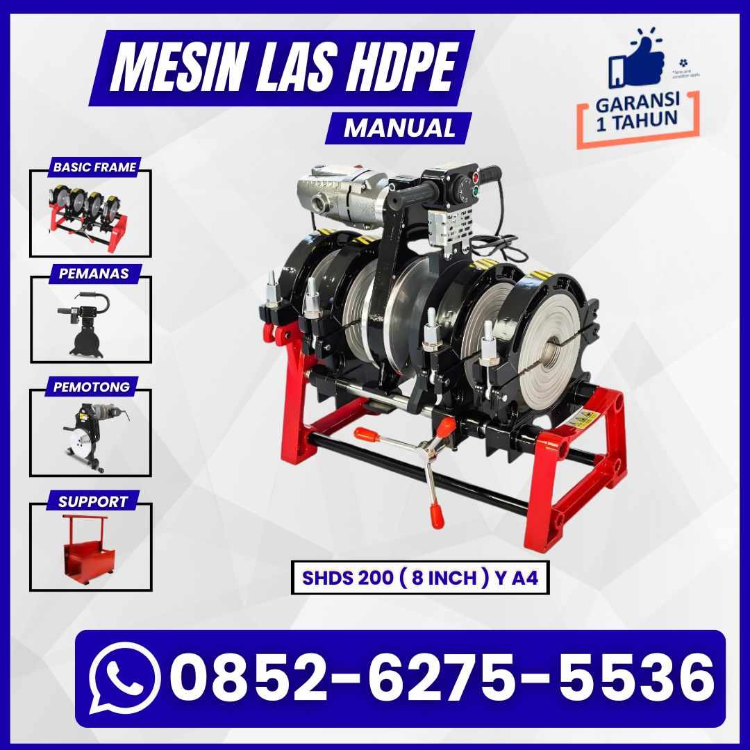 Mesin Las Pipa Hdpe Manual 160 Y 4Clamp - Mesin Penyabung Pipa 1 1/4-6 Inch